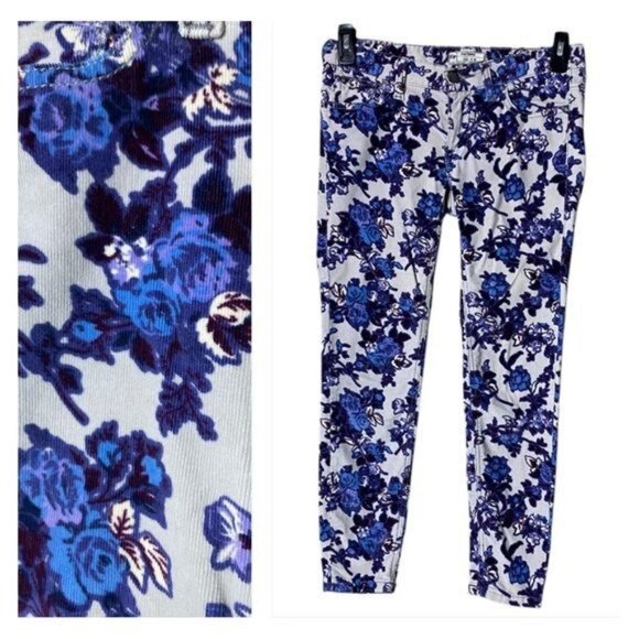 Free People Pants - Free People Low Rise Corduroy Pants Size 26 Floral Trousers Whimsigoth Fairycore